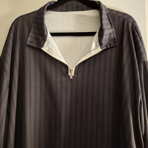Striped Half-Zip Pullover Men's Long Sleeve Shirt - Picture 1 of 5